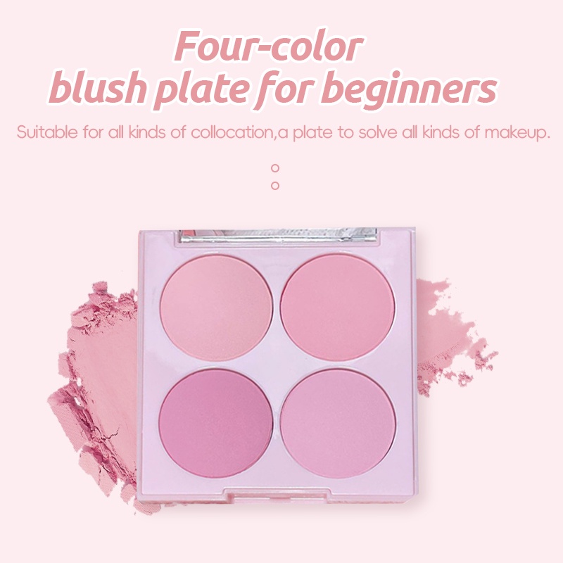 Derf Bảng Phấn Má Hồng 4 Màu Tự Nhiên Làm Sáng Da Chống Thấm Nước