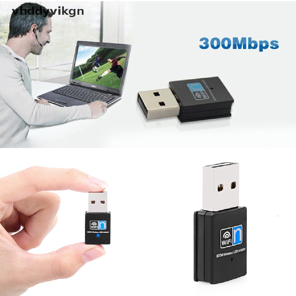 Usb Thu Sóng Wifi VHDD 300Mbps Cho Máy Tính Để Bàn Laptop Windows 10 / 8 / 7