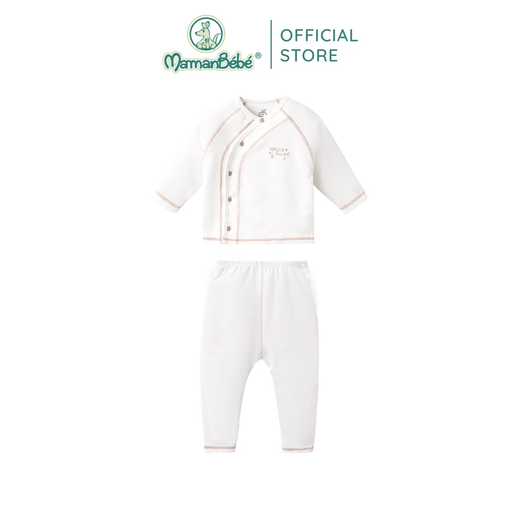 Bộ dài tay La Pomme cúc lệch phối màu