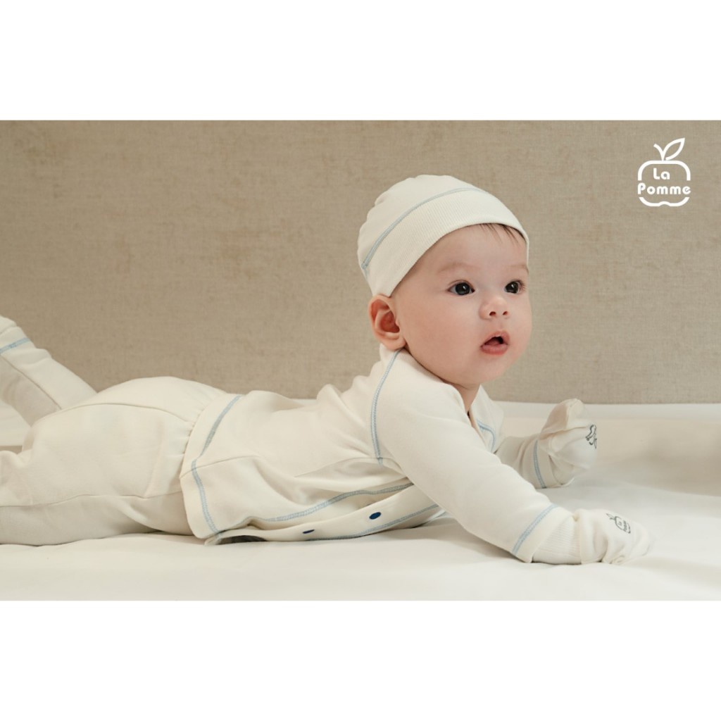 Bộ dài tay La Pomme cúc lệch phối màu