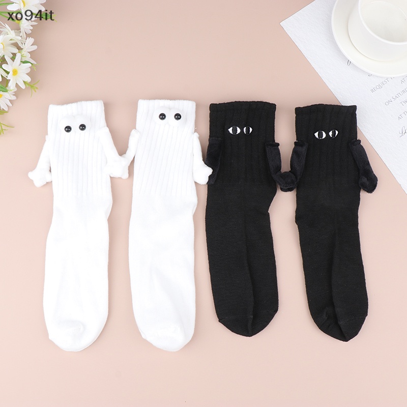 Xit Đôi Vớ Dài unisex Bằng cotton Hút Nam Châm Hình Bàn Tay Màu Trắng Đen unisex n