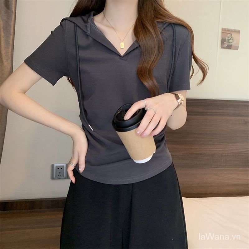 Áo Thun Tay Ngắn Có Nón plus size Cho Nữ