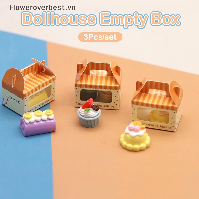 Fbvn Set 3 Hộp Đựng Bánh / Món Tráng Miệng Nhỏ Xinh Trang Trí Nhà Búp Bê 1: 12