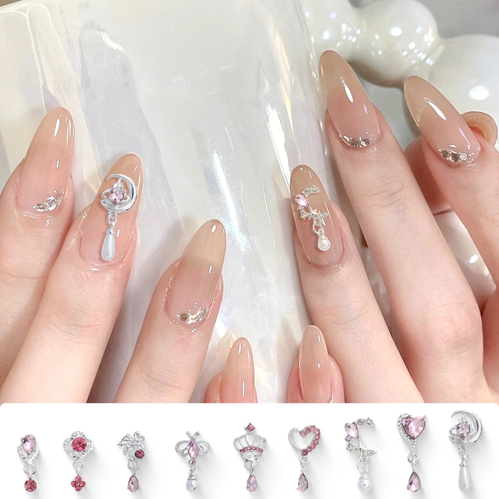 Mặt Dây Chuyền Hợp Kim Tua Rua Nơ Bướm Đính Đá Siêu Lấp Lánh Trang Trí Móng Tay Nghệ Thuật