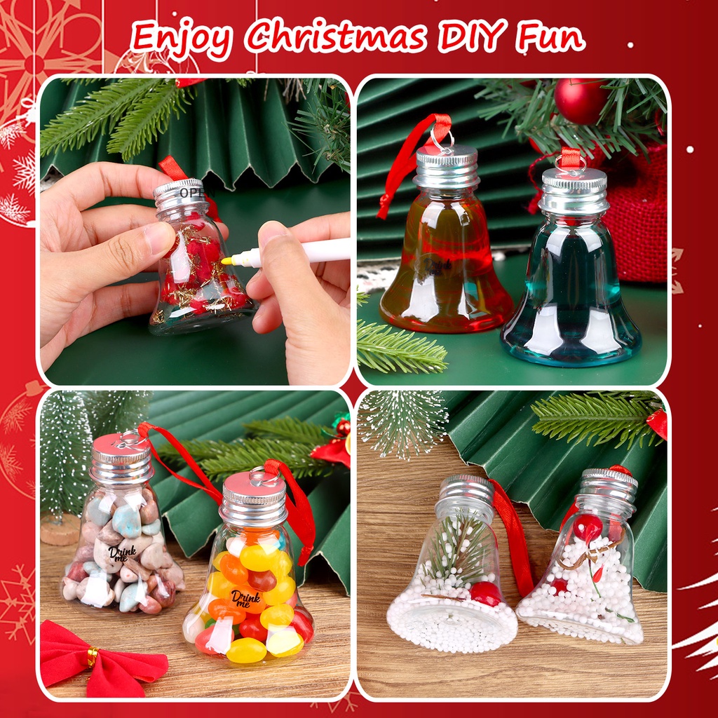 Op Set 16 Quả Bóng Nhựa Trong Suốt Ánh Vàng Kèm 48 Nhãn Dán Trang Trí Cây Thông Noel diy