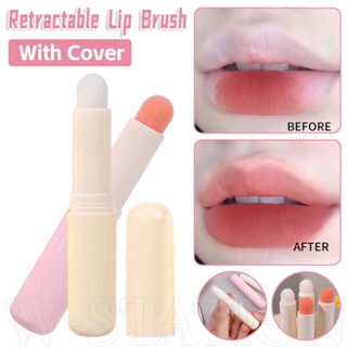 Retractable Cọ Trang Điểm Môi Đầu Tròn Lông Mềm / Dụng Cụ Trang Điểm Chuyên Nghiệp mini Có Nắp Đậy