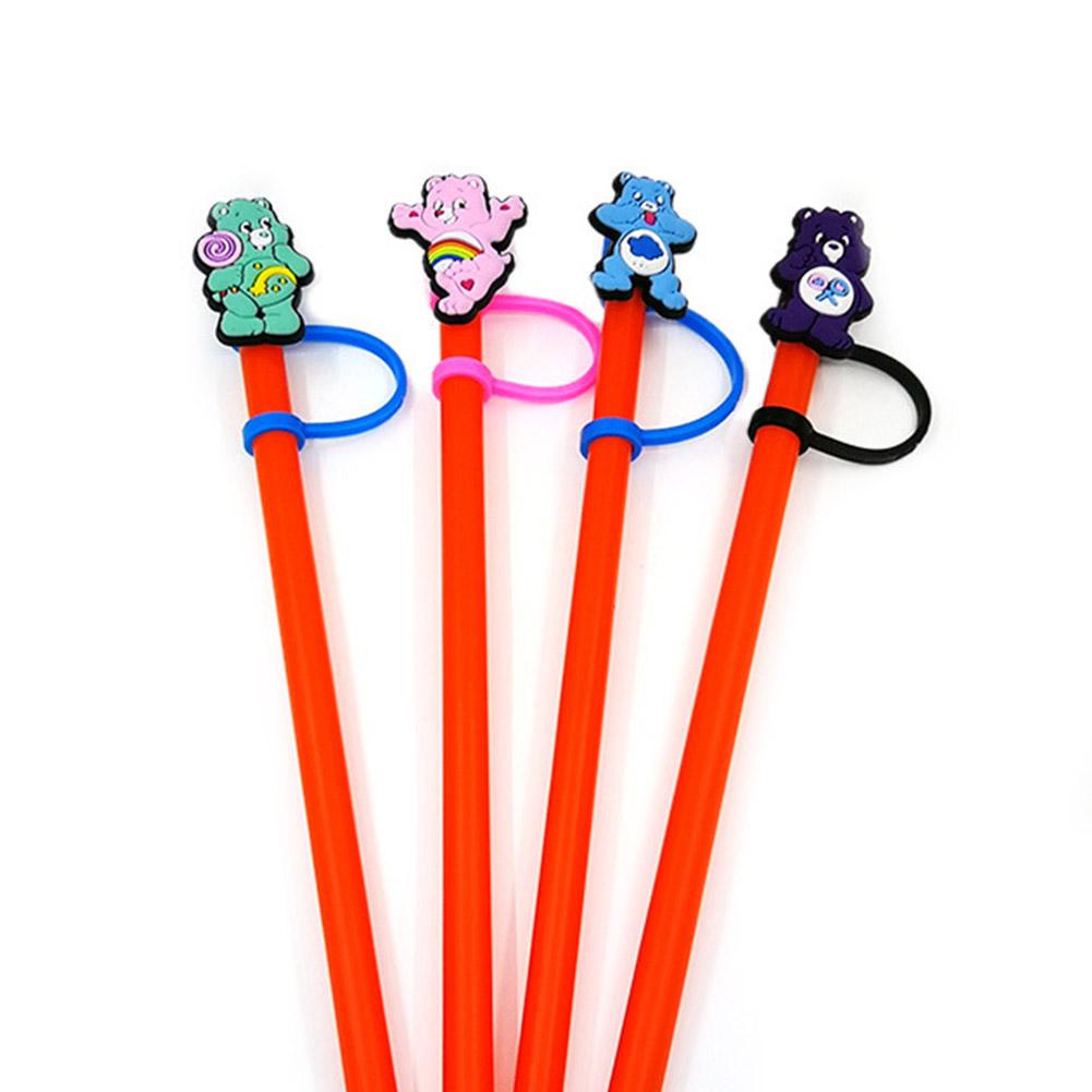 Ống Hút Trang Trí Hình Gấu Hoạt Hình Bằng Silicon Dễ Thương F6H00