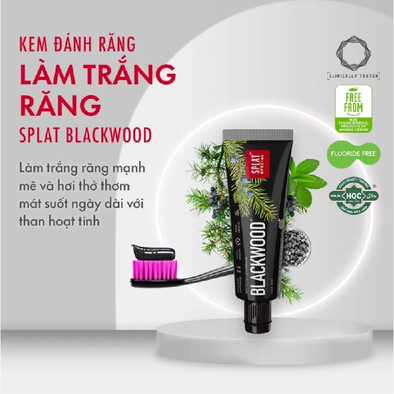 [GIFT] Kem đánh răng than hoạt tính SPLAT Blackwood trắng răng, loại bỏ mảng bám 20ml Daily Beauty