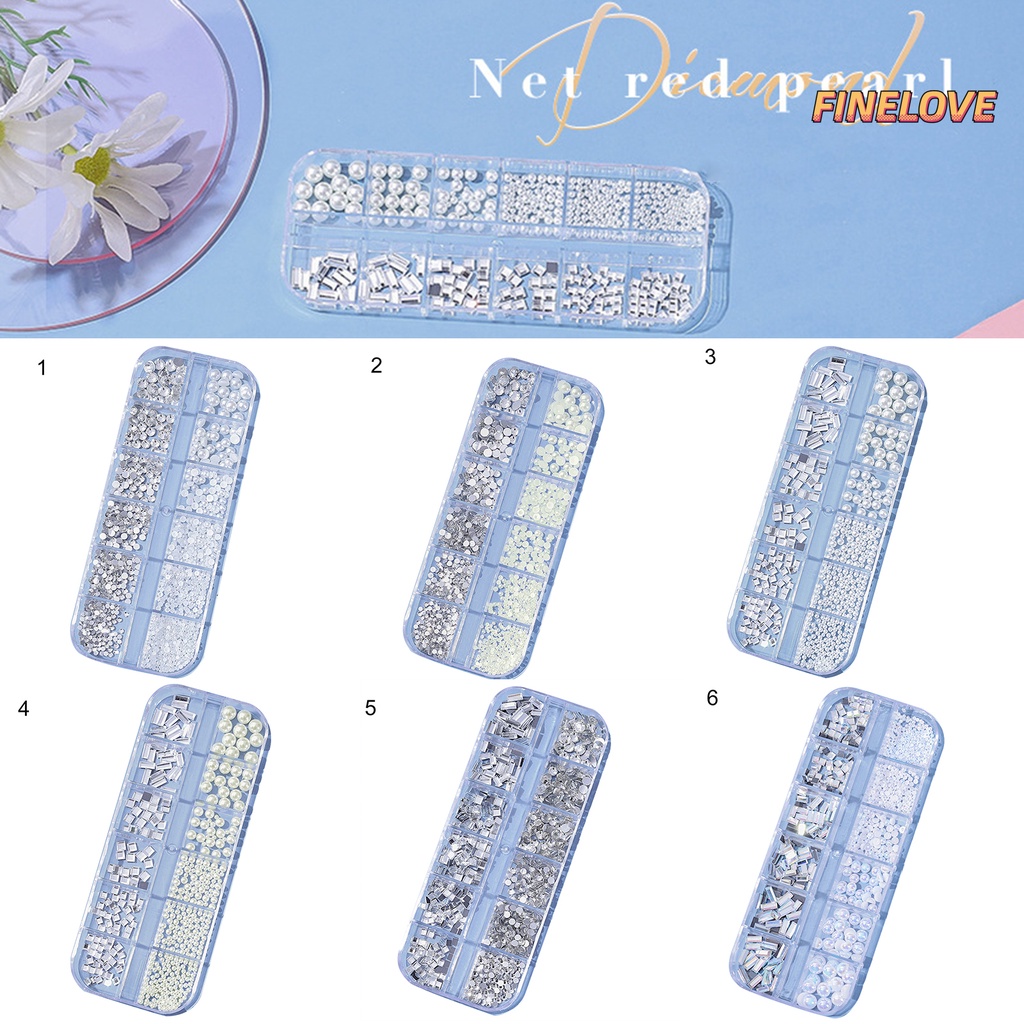 Hộp 12 Ngăn Đựng Hạt Đá Tròn 3d Lấp Lánh Trang Trí Móng Tay diy