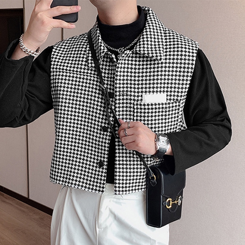 INCERUN Áo Thun Ba Lỗ Sọc Ca Rô Thời Trang Cá Tính Cho Nam