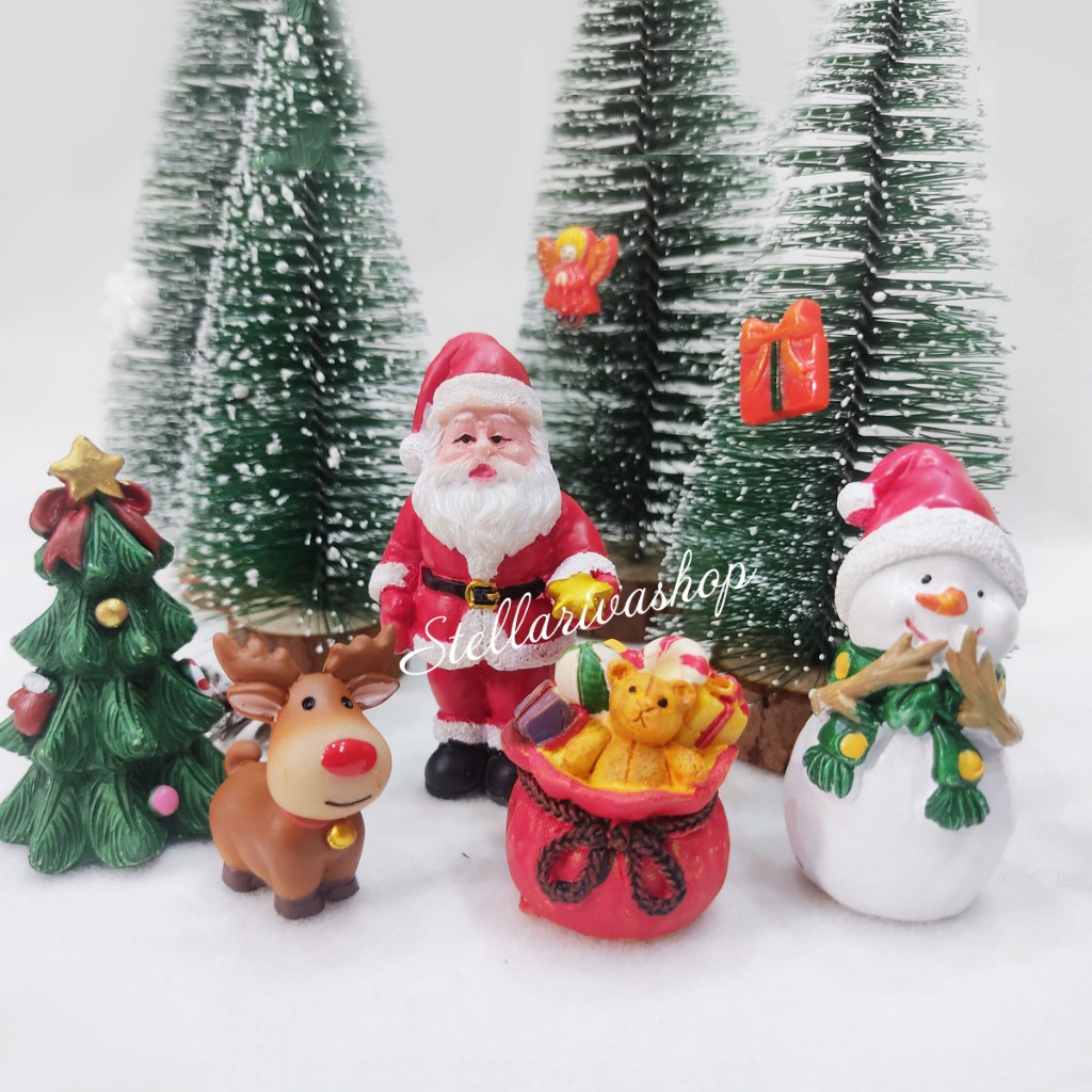 Mô hình ông già noel, người tuyết, cây thông size lớn trang trí bàn học giáng sinh, decor bàn làm việc Christmas