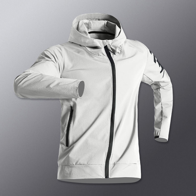 Áo Khoác Gió Thể Thao Có Mũ Trùm Và Khóa Kéo Khô Nhanh Phong Cách Mới Mùa Thu Cho Nam