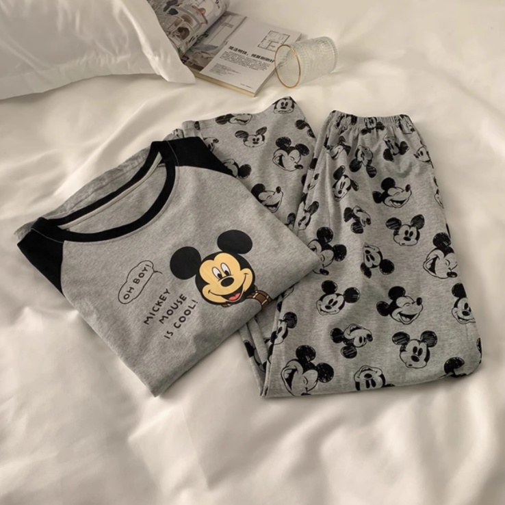 Fds Bộ Áo Tay Dài In Hình mickey + Quần Dài Thời Trang Thu Đông Phong Cách Hàn Quốc