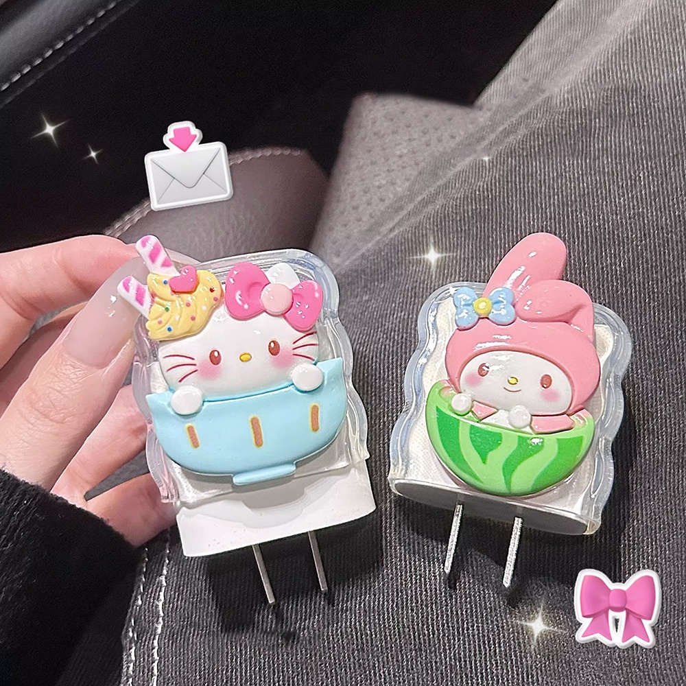 SANRIO Hoạt Hình Vỏ Bọc Bảo Vệ Dây Cáp Sạc 18 / 20w iphone Bằng Silicon Hình hello kitty Dễ Thương