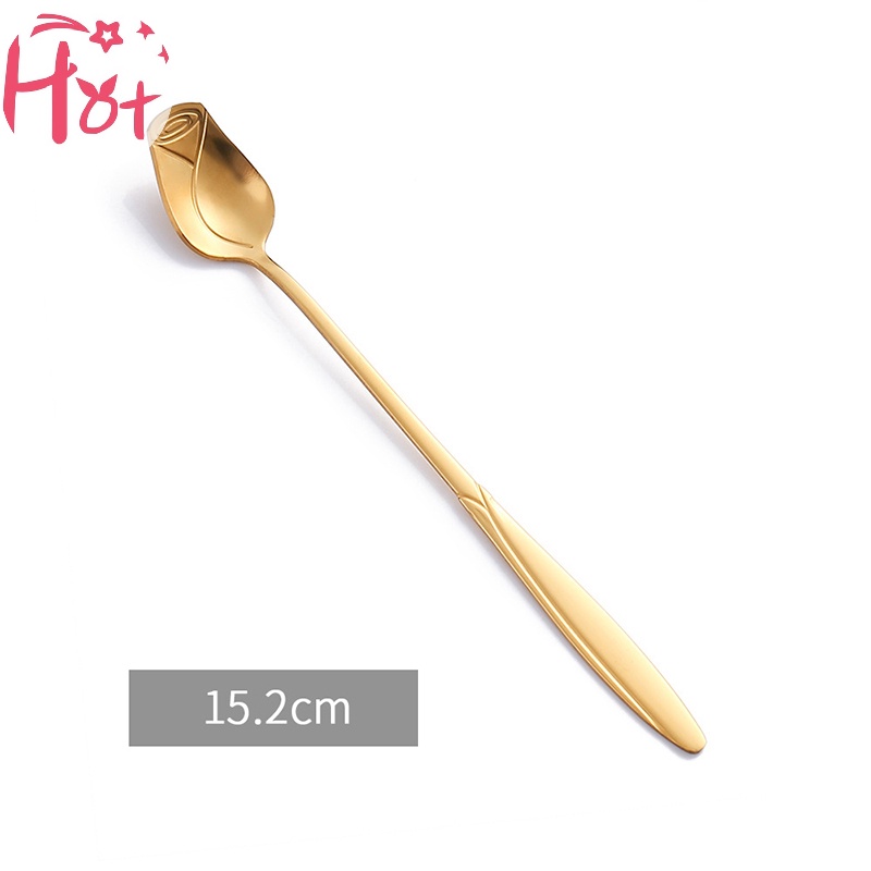 Muỗng Cà Phê Bằng Thép Không Gỉ Hình Hoa Hồng Dễ Thương