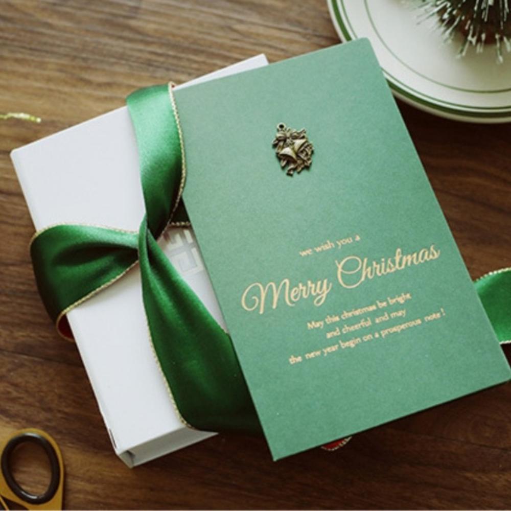 Thiệp Chúc Mừng Giáng Sinh Dập Nổi Màu Vàng Kèm Phong Bì