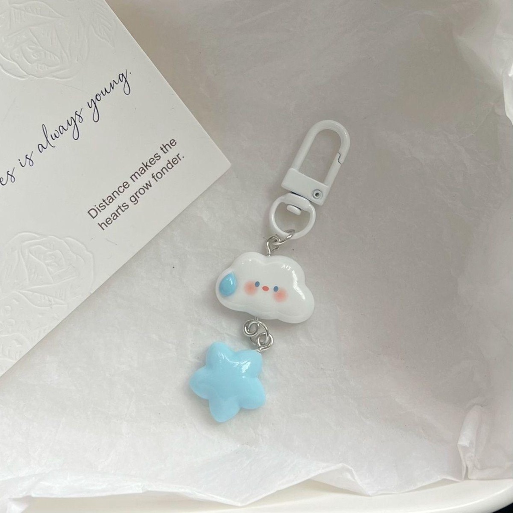 Móc khóa mini MÂY TRẮNG XANH dễ tương, quà lưu niệm móc chìa khóa