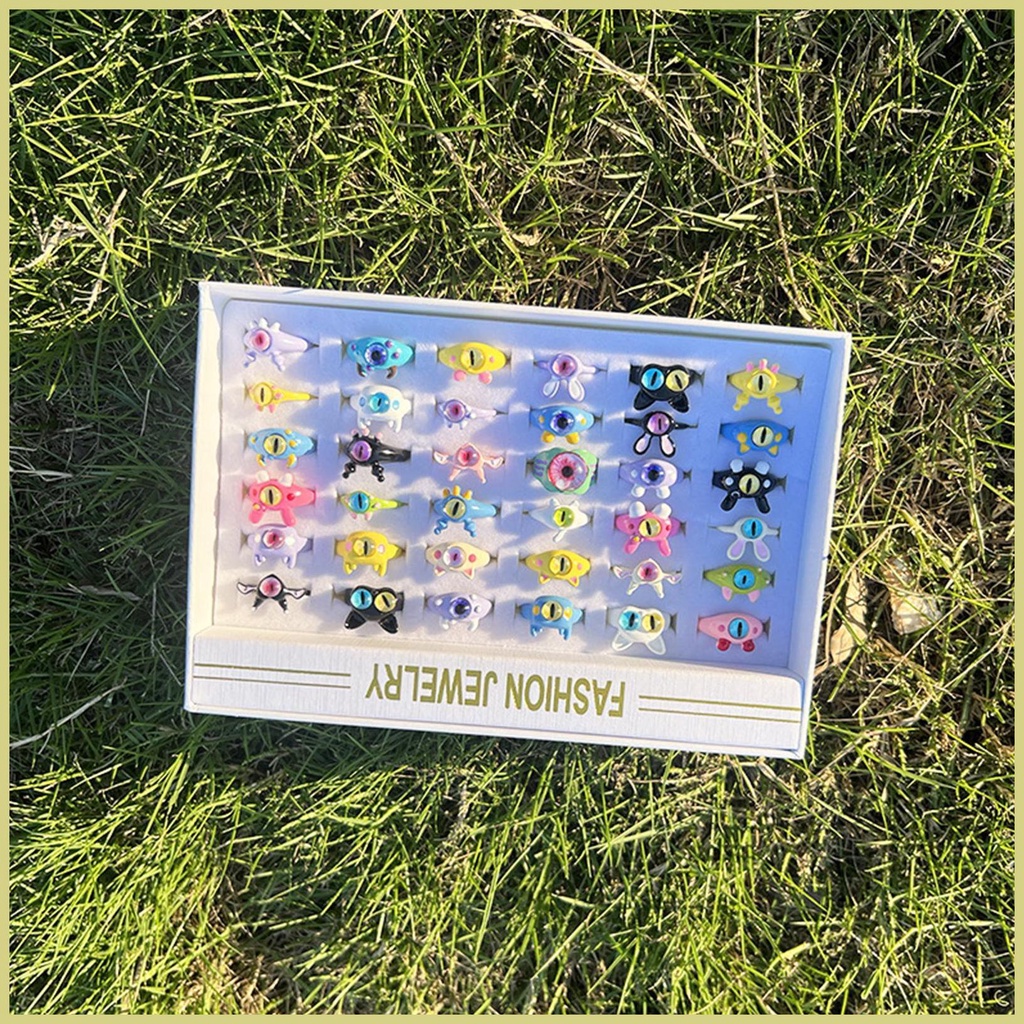 Bộ 36 Nhẫn Hình Đôi Mắt To Dễ Thương Có Thể Điều Chỉnh Cho Thanh Thiếu Niên / Bé Gái aseavn