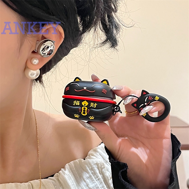 For Samsung Galaxy Buds FE / Buds Pro / Buds2 / Buds 2 Pro / Buds Live Case Lucky Cat Protective silicone Cute Cartoon Covers Bluetooth Earphone Shell Headphone Portable