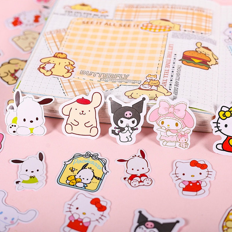 Set 100 sticker Dán Trang Trí diy Hình sanrio melody Dễ Thương