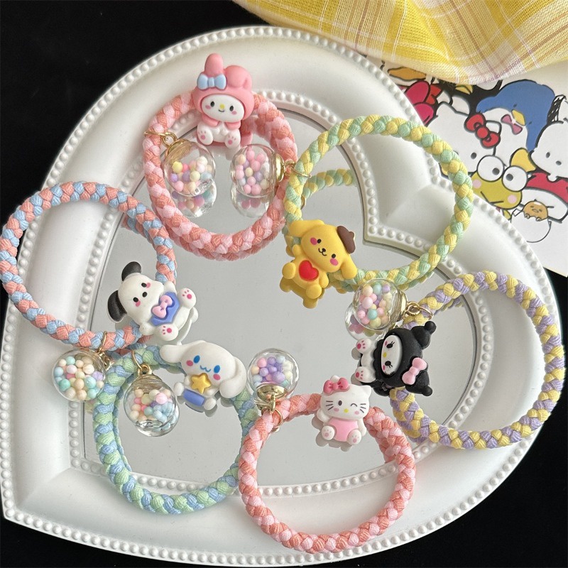 Sanrio Dây Cột Tóc Co Giãn Hình kuromi Hoạt Hình Ngọt Ngào Cho Nữ