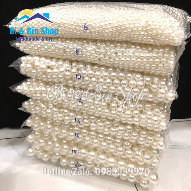 40g Hạt Bẹt Đài Loan Loại Đẹp Tròn Có Lỗ, Hạt Ngọc Hạt Trai Làm Đồ Thủ Công