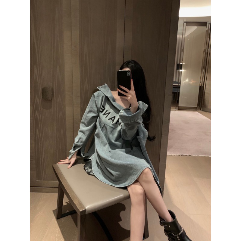 ❤️❤️Hàng Có Sẵn! ❤️❤️ Áo Sơ Mi denim Dài Tay Thêu Họa Tiết Thời Trang 2023 Mới Cho Nữ