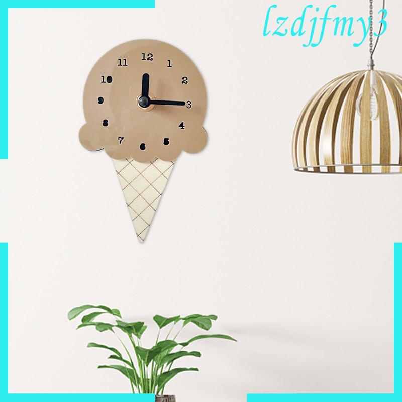 Đồng Hồ Bằng Gỗ Hình Cây Kem Đơn Giản Phong Cách Bắc Âu