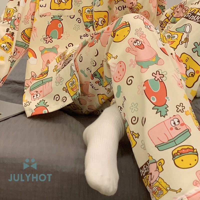 Bộ Đồ Ngủ Dáng Rộng In Họa Tiết Hoạt Hình Dễ Thương Thời Trang Cho Nữ