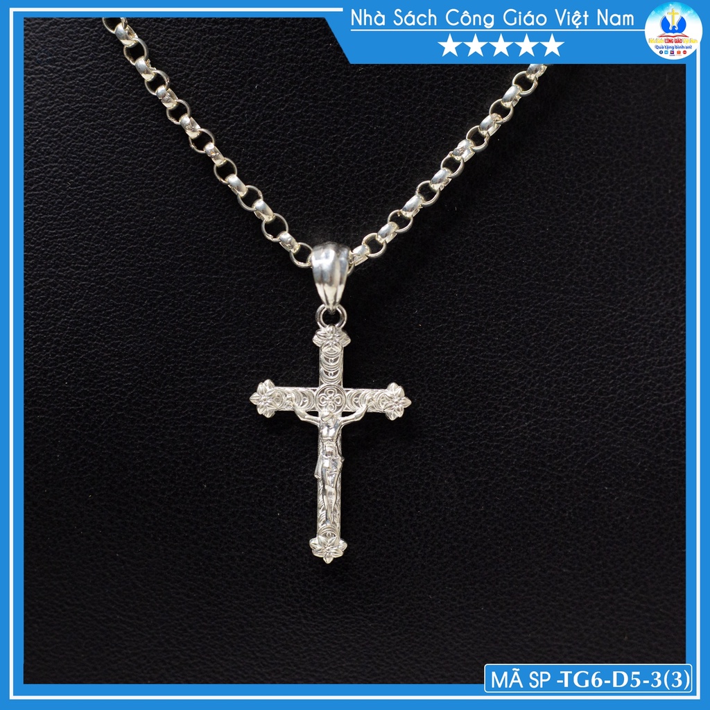 Mặt dây chuyền Thánh giá Chúa Giesu bạc ta TG6  cho nam nữ - Quà tặng Công Giáo NSCGVN_HN