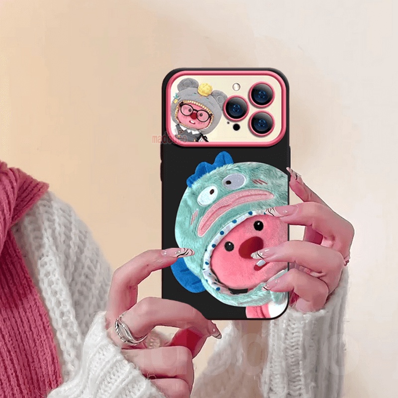 Ốp lưng For iPhone 15 14 13 12 11 Pro Xs max Mini 7 8 6 6S Plus X XR 14ProMax 13promax 12promax 11promax 6+6S+ 7+ 8+ Cute Cartoon Duck-cap beaver Plush Loopy Couple BFF Fine Hole Large window Anti-fall Soft Phone Case DSC 07