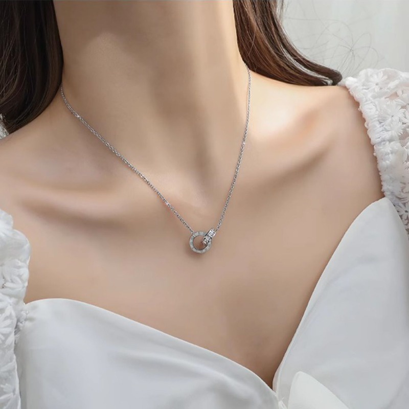 Dây Chuyền Dài Hai Lớp Mặt Nhẫn Phong Cách Hàn Quốc Cho Nữ