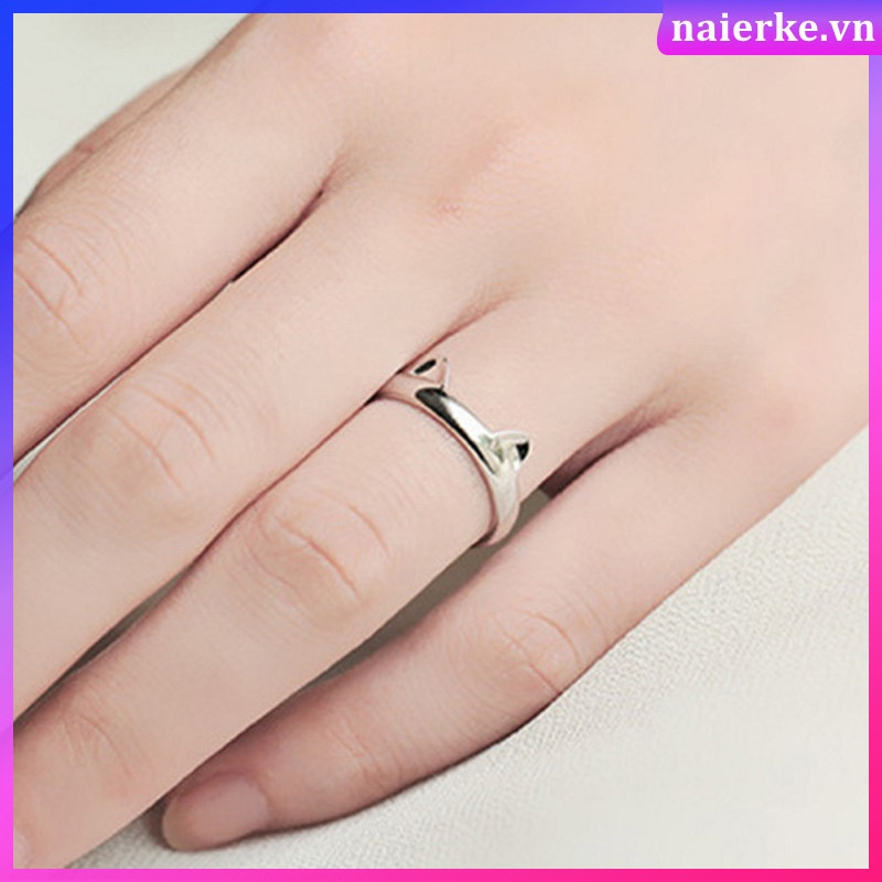 Nhẫn Hở Mạ Bạc 925 Hình Bàn Chân Mèo Lấp Lánh Có Thể Điều Chỉnh Làm Quà Tặng Giáng Sinh / Đám Cưới Cho Nữ