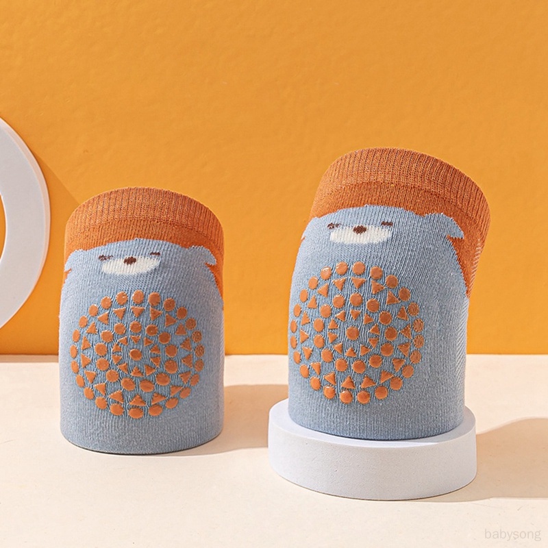 Đôi Vớ Dệt Kim Bằng Vải cotton Lưới Bảo Vệ Đầu Gối Chống Trượt Họa Tiết Hoạt Hình Dành Cho Bé Trai Bé Gái Tập Bò