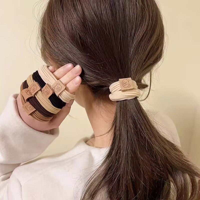 Dây Buộc Tóc Cao Su Co Giãn Bọc Vải Lông Mềm Hình Gấu Hoạt Hình Dễ Thương Cho Nữ