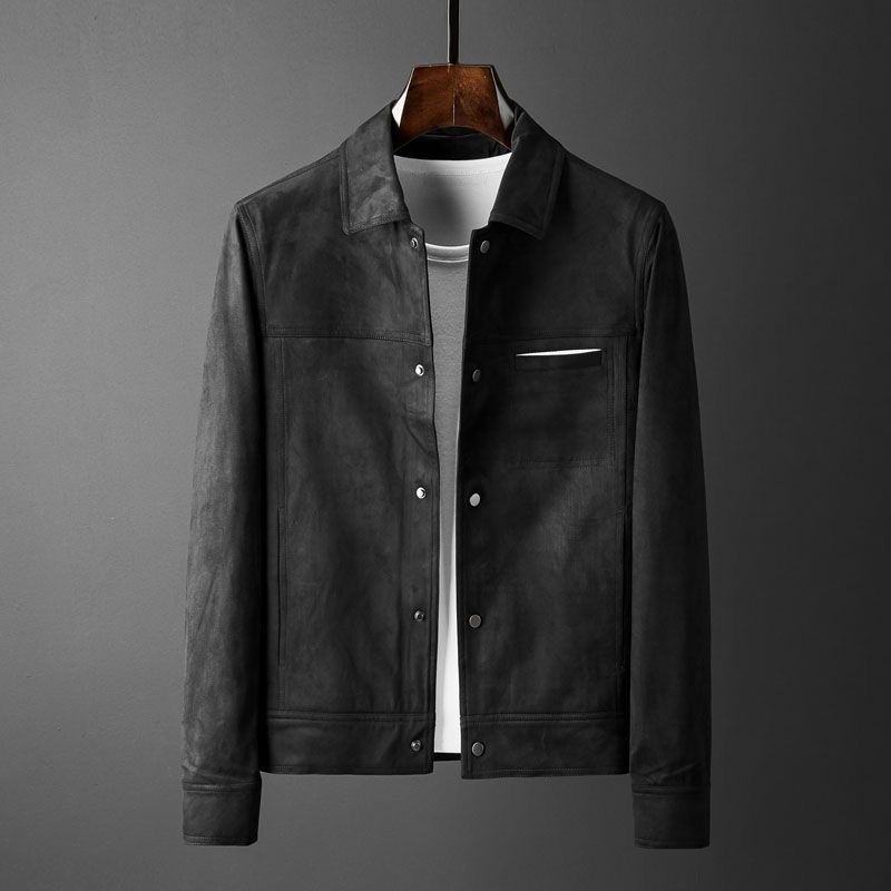 Áo Khoác Da Lộn Dáng Ôm Phong Cách retro Thời Trang Thu Đông Cho Nam
