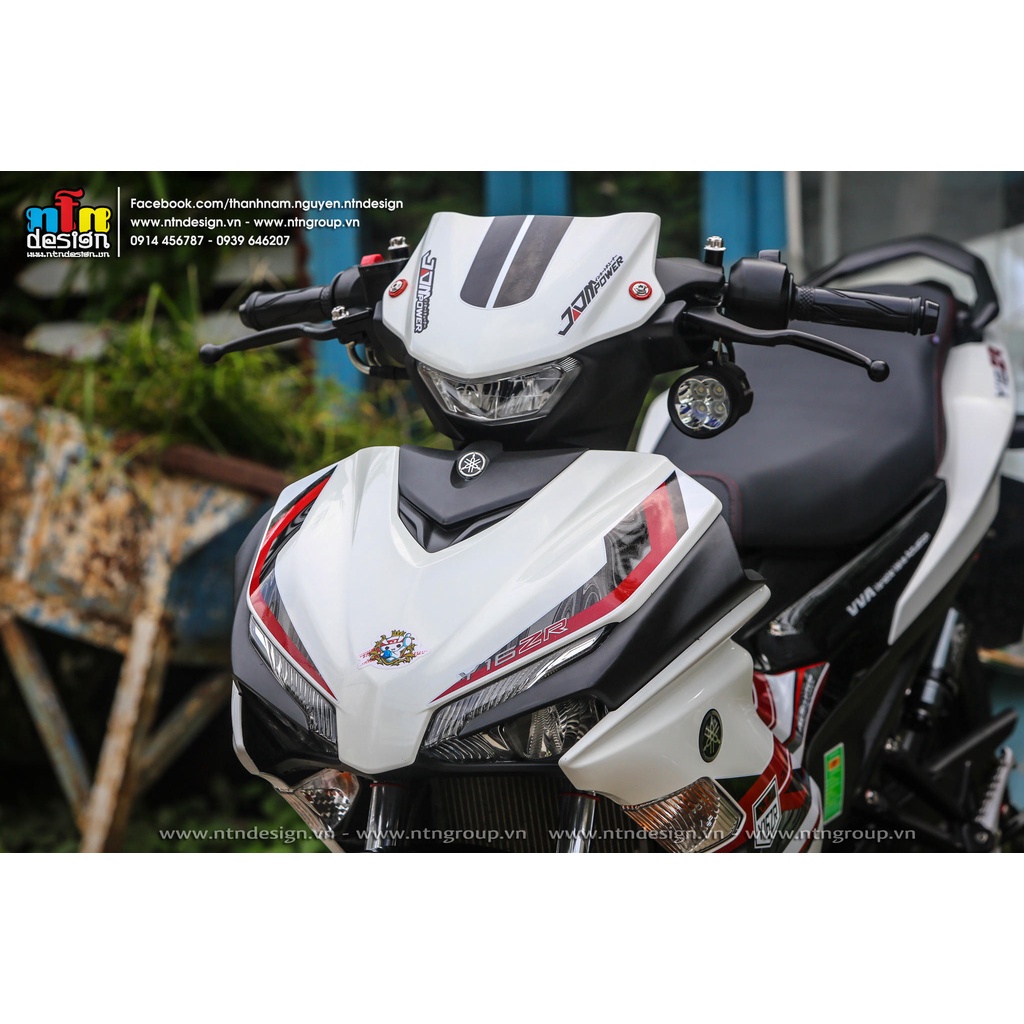 Tem rời Y16ZR cho Exciter 155 trắng đỏ - mẫu hoa văn độc đáo - không bay màu