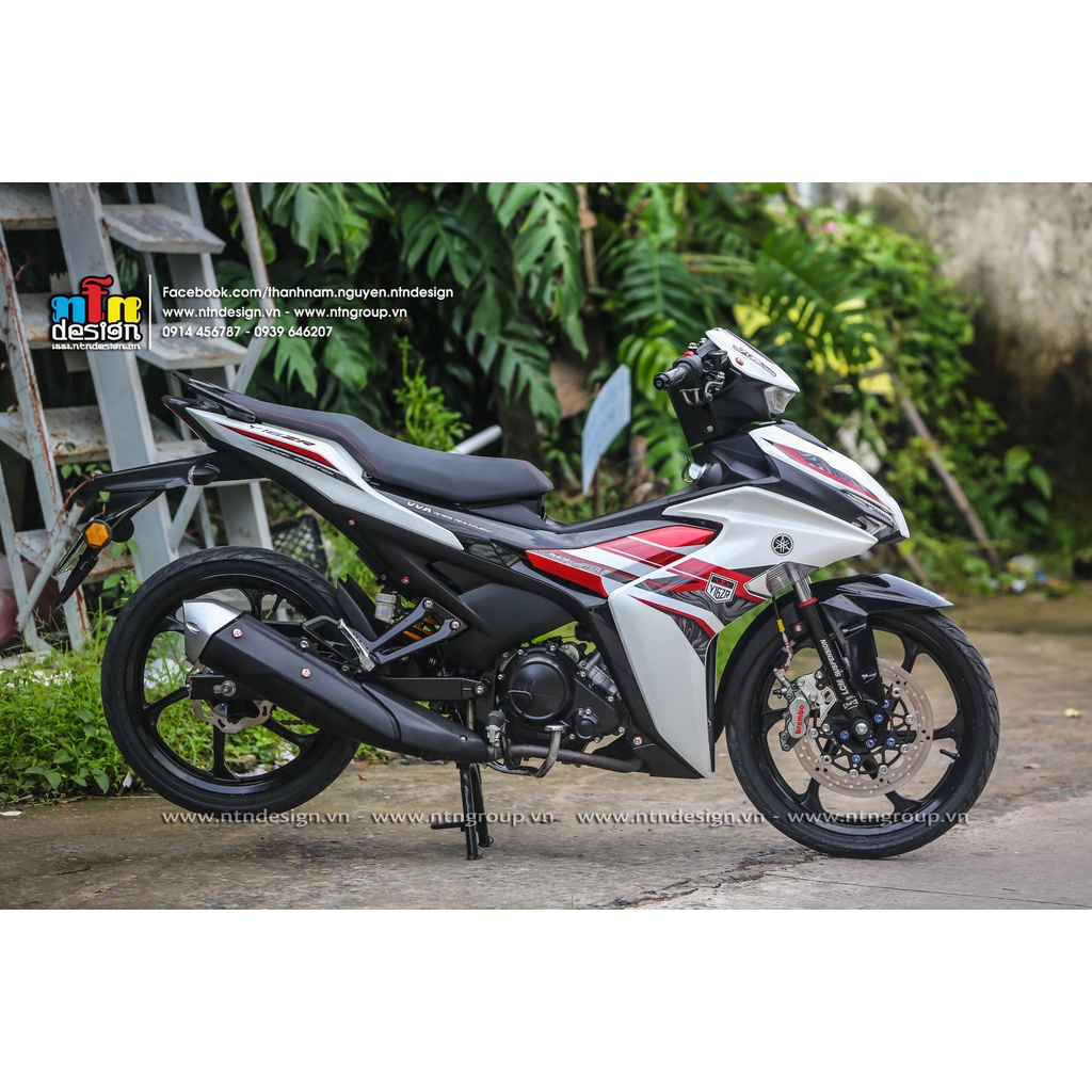 Tem rời Y16ZR cho Exciter 155 trắng đỏ - mẫu hoa văn độc đáo - không bay màu