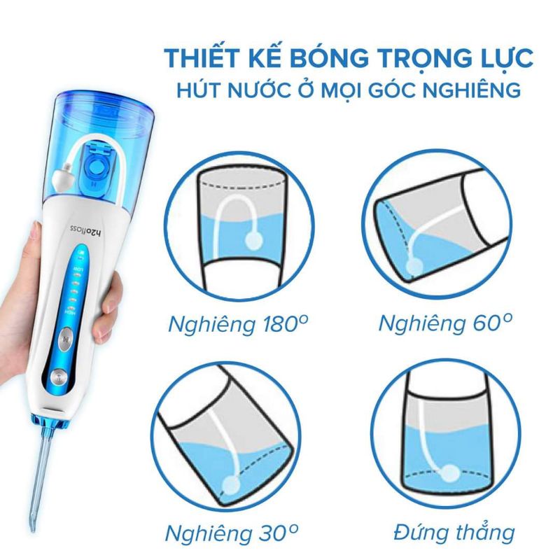Máy tăm nước H2OFloss cao cấp  HF-9P chống thấm nước, tặng túi vải du lịch  ACSTORE247