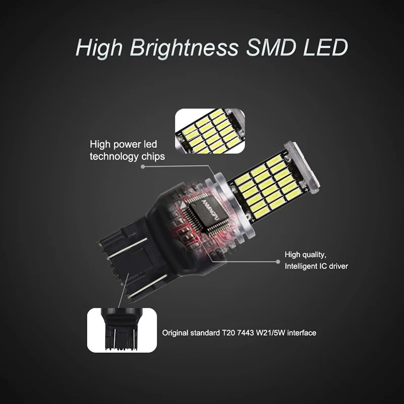 1 Đèn led Tín Hiệu Đuôi Xe Hơi t20 7443 7440 led w21w w21 / 5w wy21w 12v