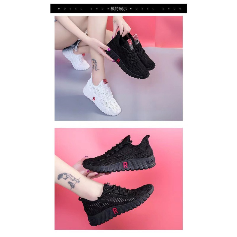 Giày Thể Thao Mùa Thu 2023 Siêu Nhẹ Phối Lưới Thoáng Khí Hợp Thời Trang Cho Nữ