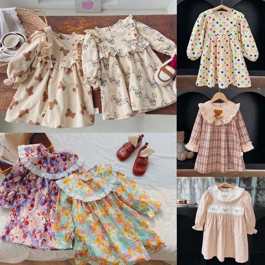 Trẻ em quần áo trẻ em váy trẻ em gái váy phong cách mùa thu phiên bản hàn quốc trung nhỏ trẻ em gái quần áo váy công chúa váy cotton dài tay váy trẻ em