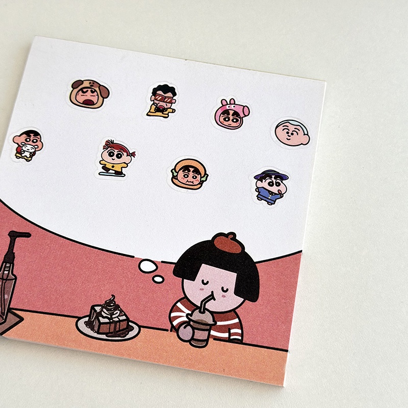 Miếng Dán pvc mini Trong Suốt Họa Tiết Hoạt Hình Cậu Bé Bút Chì shin-chan Trang Trí