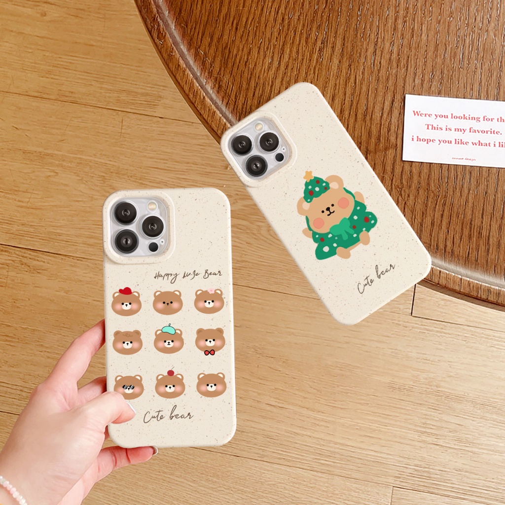 Ốp Lưng Điện Thoại IPhone Chất liệu Lúa Mì Mềm Bow Bear dễ thương 7plus 6s 6 7 8 Plus 11 13 12 14 Pro Max XR X XS Max