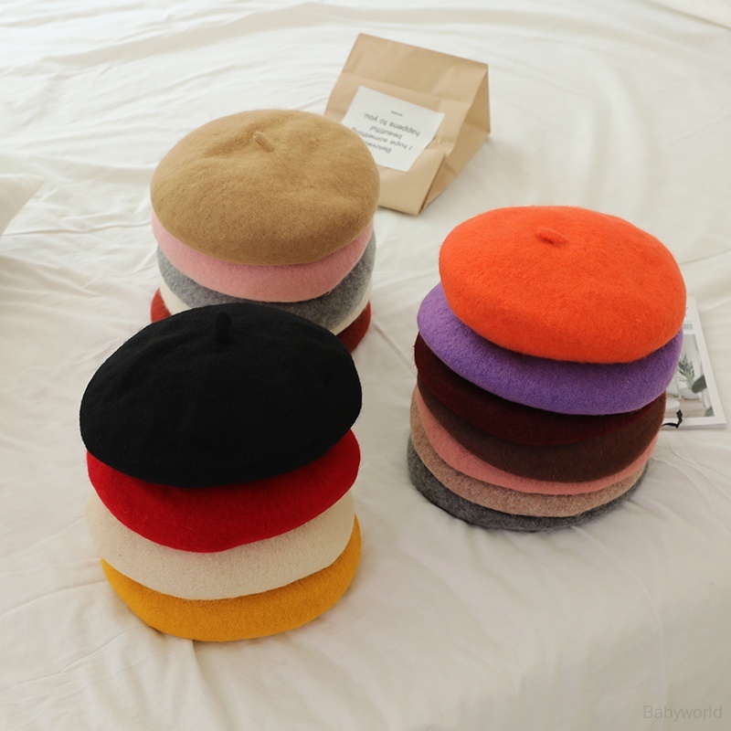 Mũ Nồi Lông Xù vintage Hàn Quốc Mùa Thu Đông Cho Bé Gái