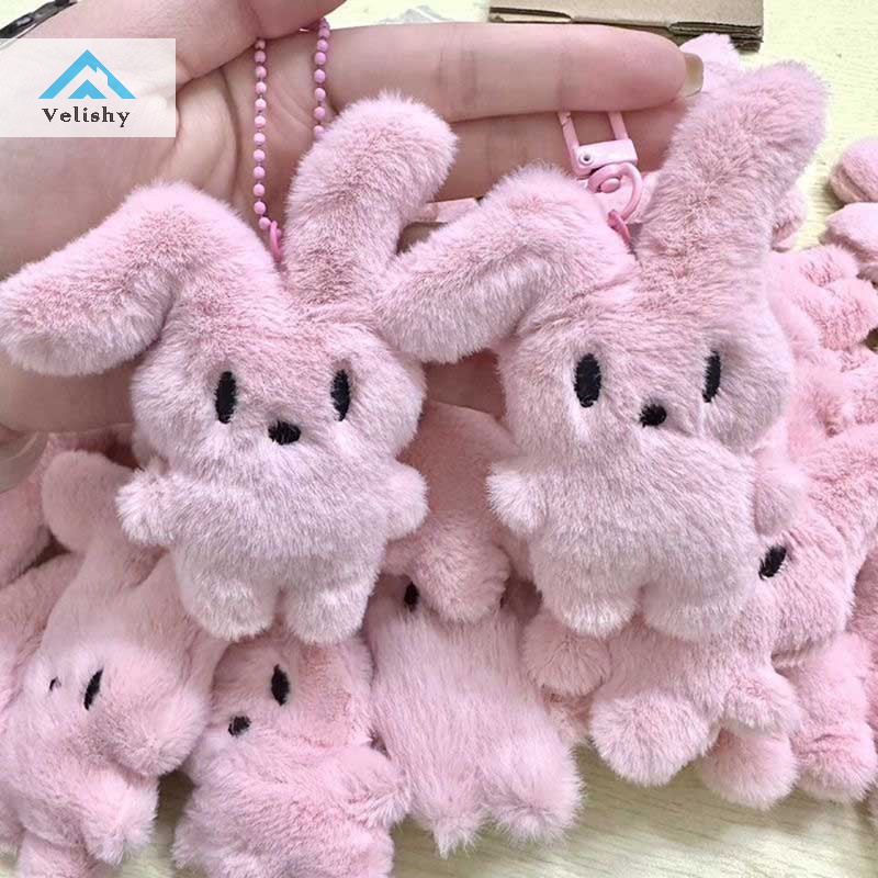 Móc Khóa Thỏ Hồng Nhồi Bông Mềm Mại Dễ Thương Dành Cho Bé Gái