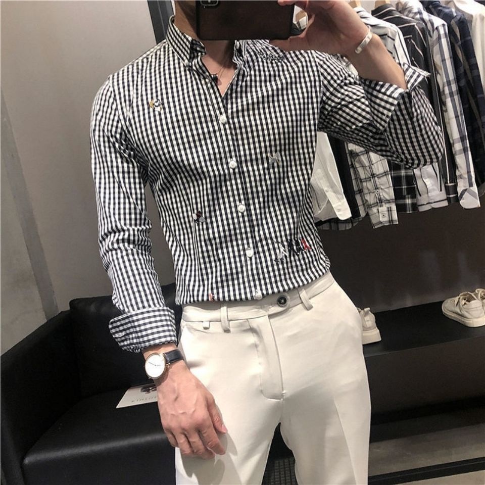 Áo Sơ Mi Caro Tay Dài Thời Trang Cho Nam