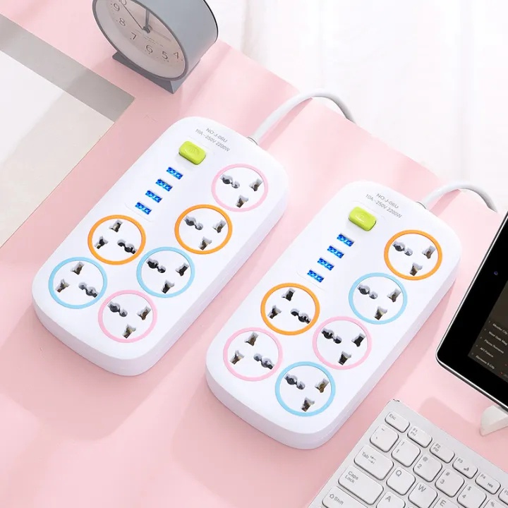 Ổ cắm điện đa năng thông minh 2200w dây dài 2m có cổng USB tiện lợi an toàn chống giật chống cháy nổ