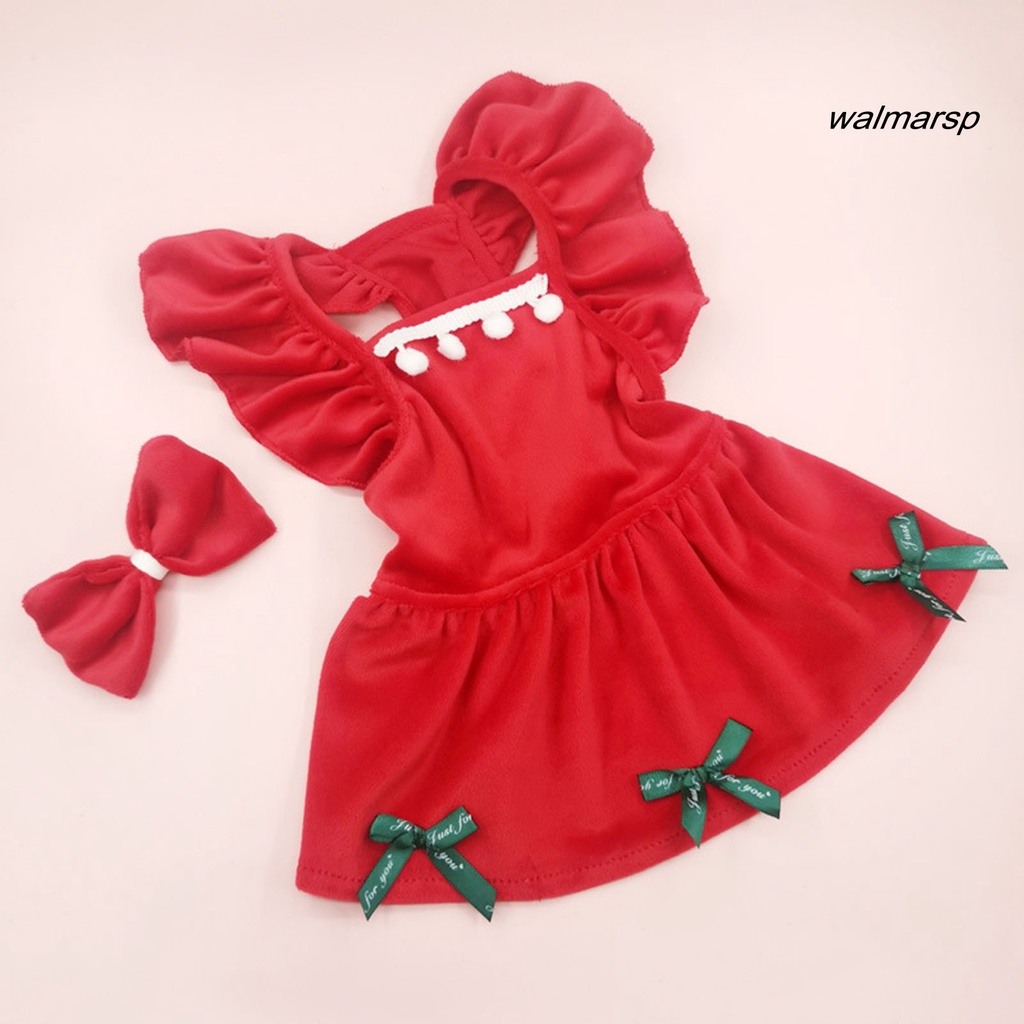 1 Bộ Đầm Hóa Trang Công Chúa Màu Đỏ Óc Chó Đính Nơ Xinh Xắn Cho Thú Cưng