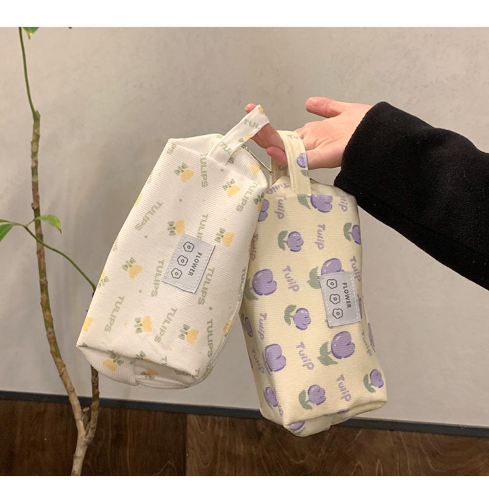 WAPKTY Hộp Bút Túi Đựng Bút Chì Sức Chứa Lớn Hình Hoa tulip Bằng Vải Nhung + polyester + Hoa tulip Chống Bẩn Cho Học Sinh